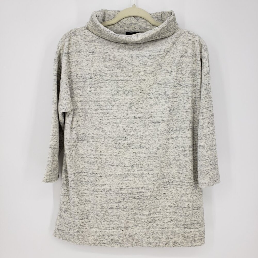 Talbots Velour Mock Neck Top S Womens Marled Gray